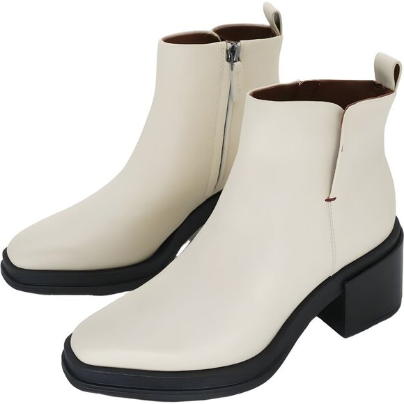 Franco Sarto Dalden Block Heel Ankle Bootie Cream Beige Leather 6.5 M - Picture 2 of 6